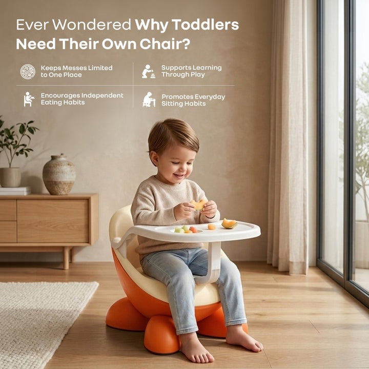 Jelly Bean Fab 2 in 1 Multipurpose Kids Chair and Meal Chair - Orange Cream