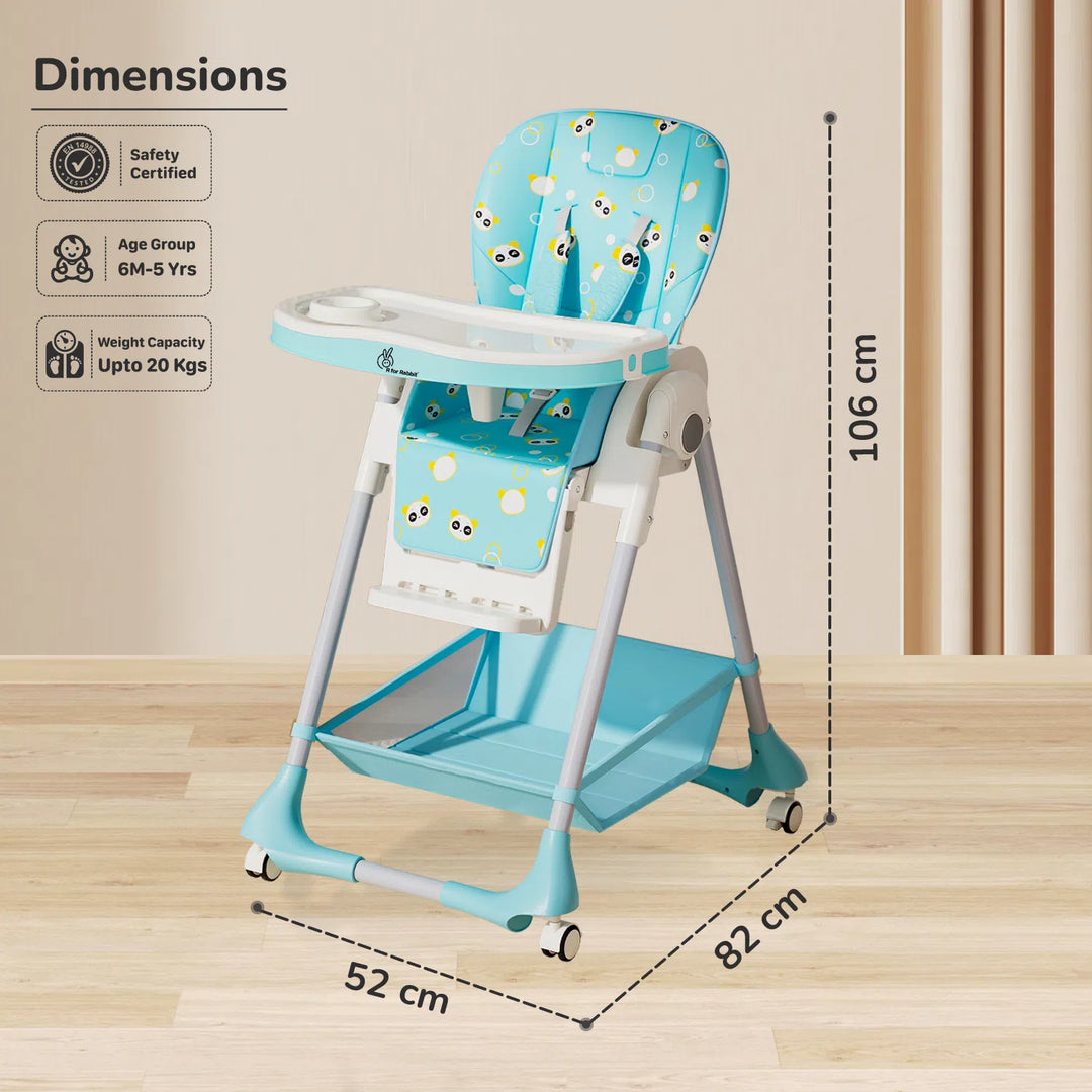 Marshmallow High Chair - 7 Level Height Adjustment, 3 Recline Modes, Adjustable & Removable Double Meal Tray, 6 months-5 years