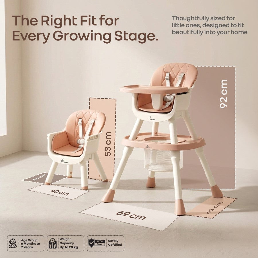 Cherry Berry Multi High Chair For Kids - Soft Peach