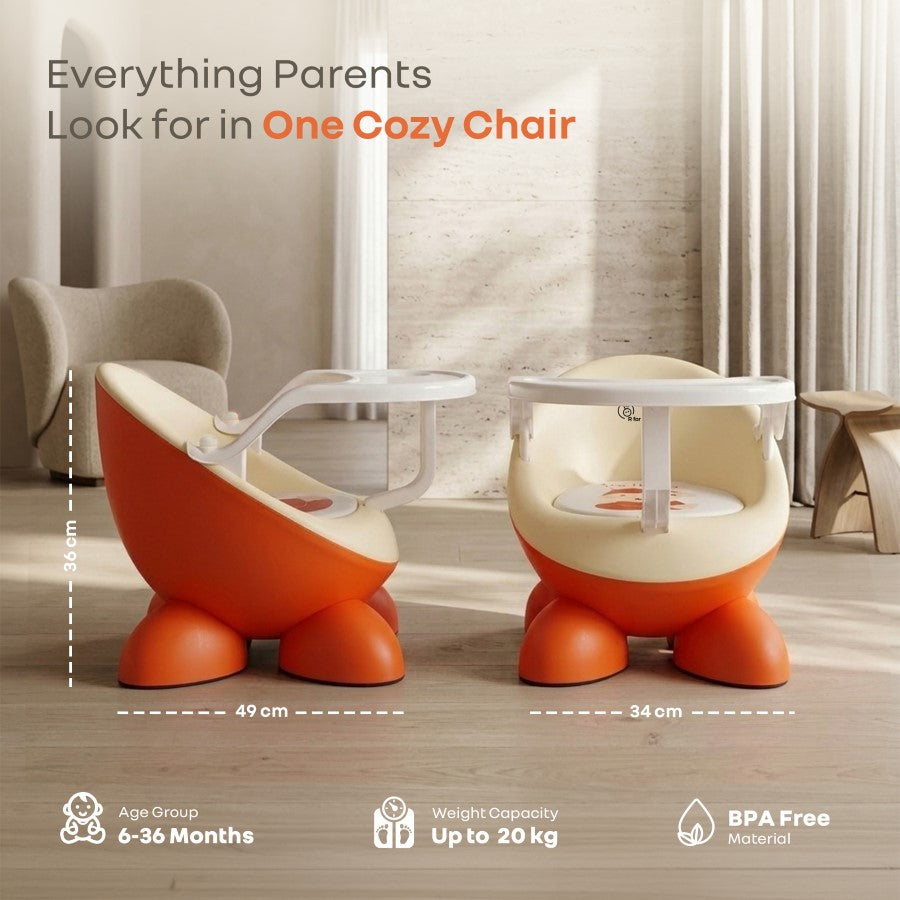 Jelly Bean Fab 2 in 1 Multipurpose Kids Chair and Meal Chair - Orange Cream