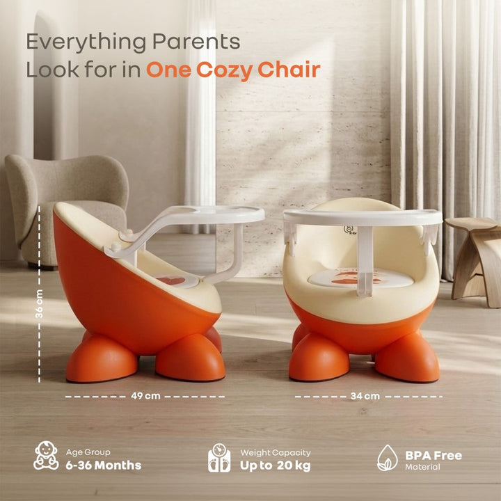 Jelly Bean Fab 2 in 1 Multipurpose Kids Chair and Meal Chair - Orange Cream