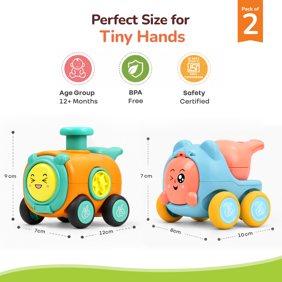 Orapple Whizplay BIS Safety Certified Set of 2 Whistle Toy and Push Toy