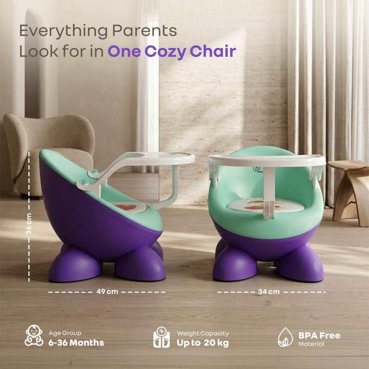 Jelly Bean Fab 2 in 1 Multipurpose Kids Chair and Meal Chair - Purple Green