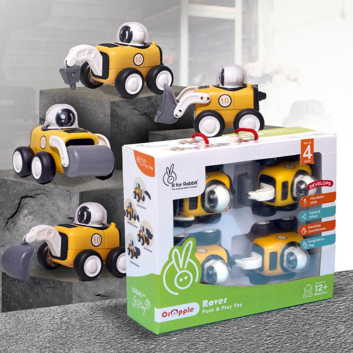 Orapple Rover 4-Piece Mini Construction Vehicle Set for Kids