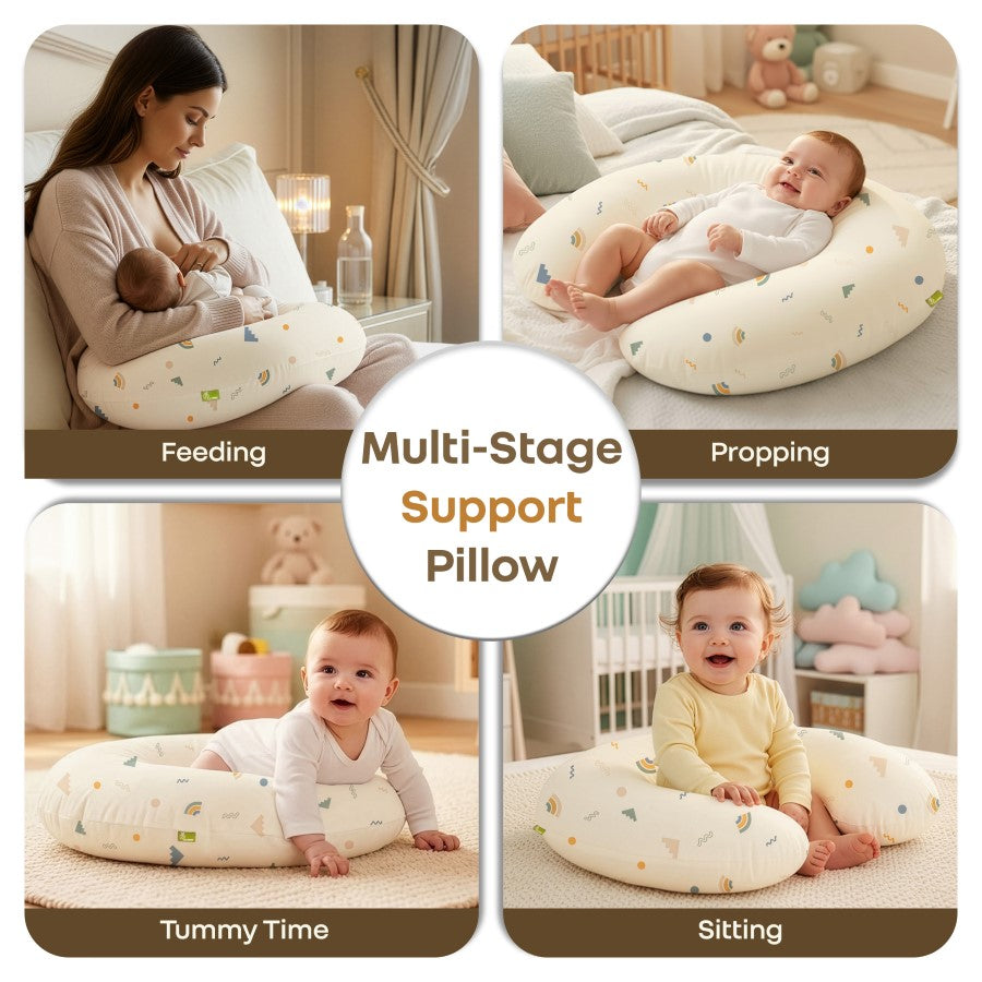 Snuggy Comfy Baby Feeding Pillow for Newborn Babies 0+ Months, Ergonomic Cotton Nursing Pillow with Tummy Time & Sitting Support