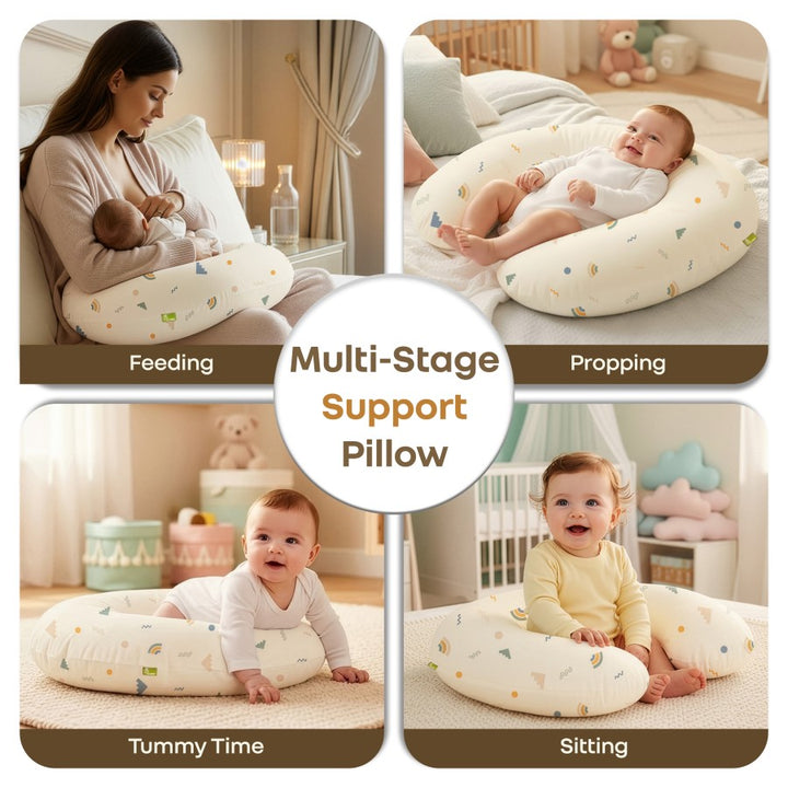 Snuggy Comfy Baby Feeding Pillow for Newborn Babies 0+ Months, Ergonomic Cotton Nursing Pillow with Tummy Time & Sitting Support