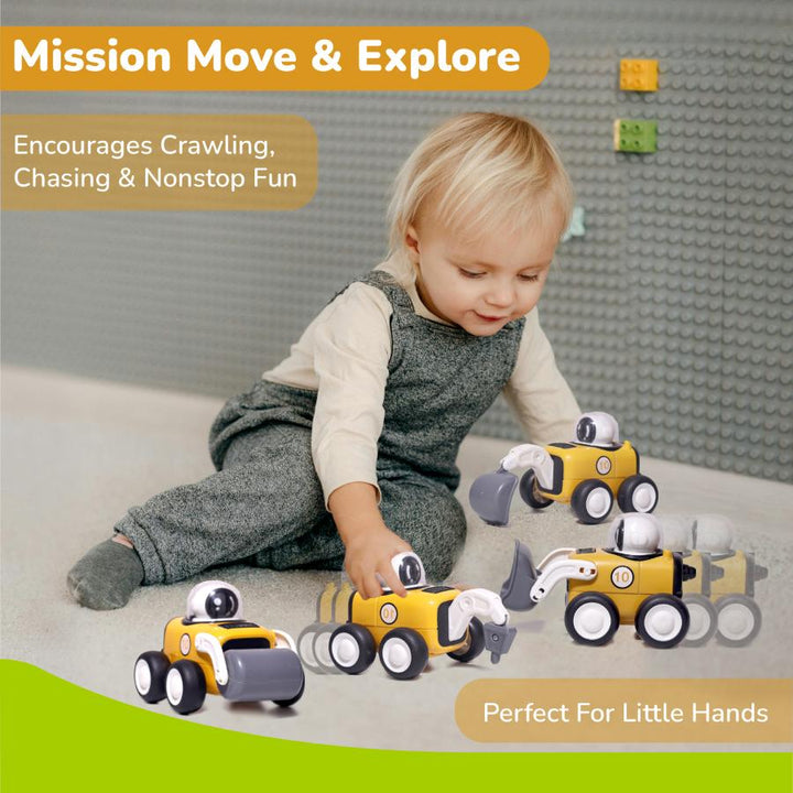 Orapple Rover 4-Piece Mini Construction Vehicle Set for Kids
