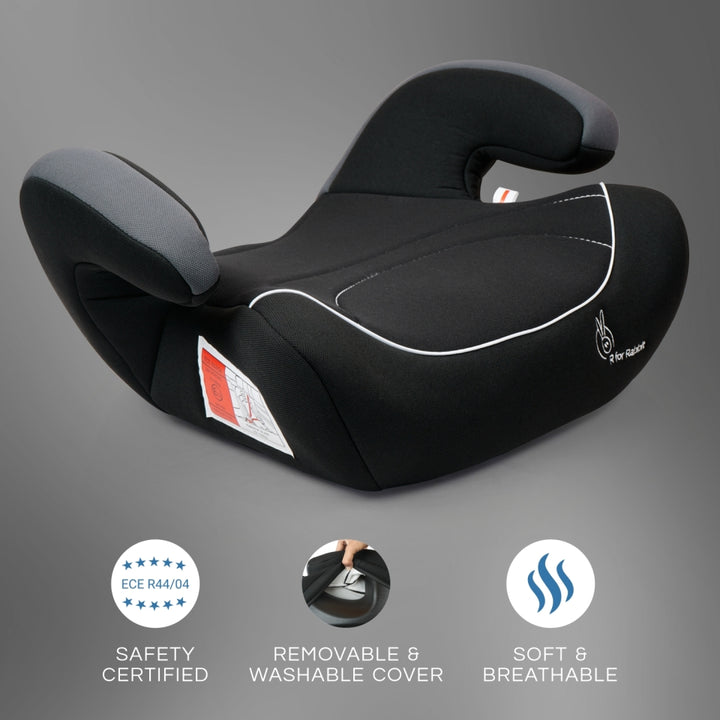 Little Jack Elite Booster Car Seat For 3 To 12 Year Kids - Black Grey