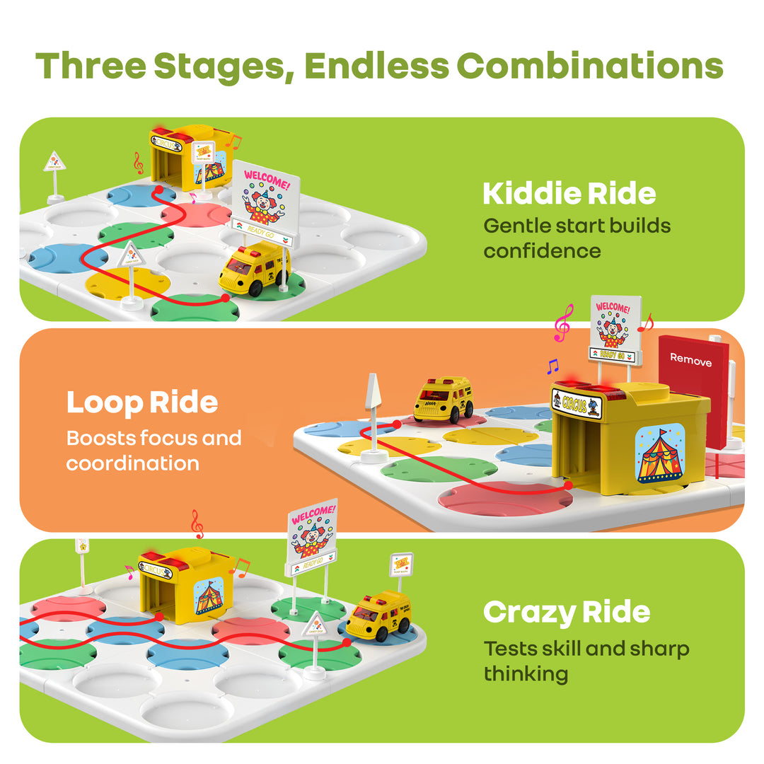 Orapple Carnival - Creative Building Toy with Tracks, Music & Lights, Ideal Gift for Kids 3+