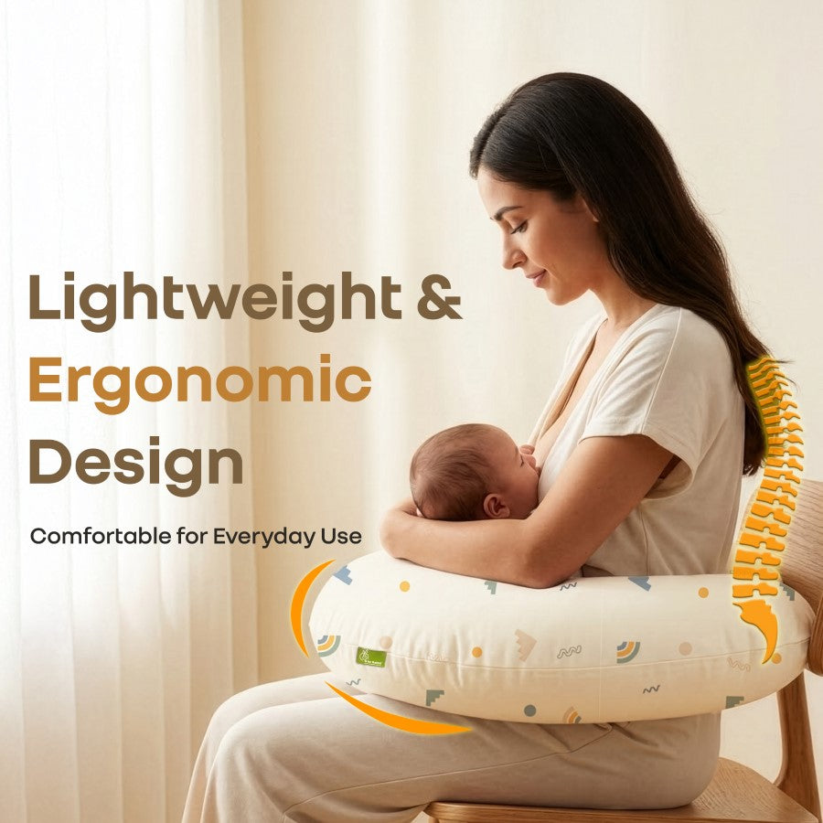 Snuggy Comfy Baby Feeding Pillow for Newborn Babies 0+ Months, Ergonomic Cotton Nursing Pillow with Tummy Time & Sitting Support
