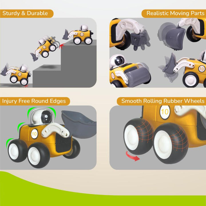 Orapple Rover 4-Piece Mini Construction Vehicle Set for Kids