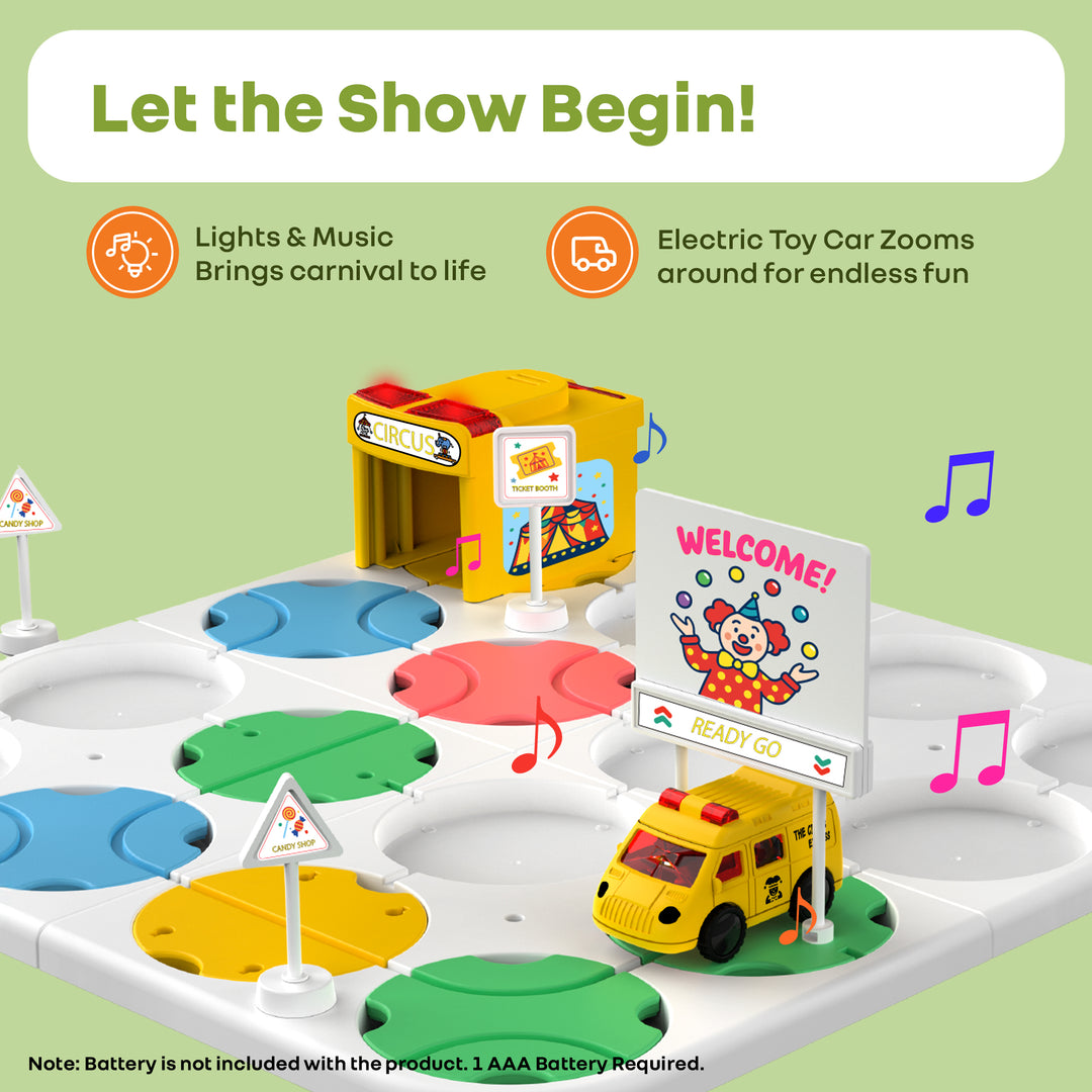 Orapple Carnival - Creative Building Toy with Tracks, Music & Lights, Ideal Gift for Kids 3+