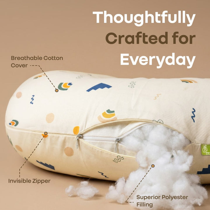 Snuggy Comfy Baby Feeding Pillow for Newborn Babies 0+ Months, Ergonomic Cotton Nursing Pillow with Tummy Time & Sitting Support