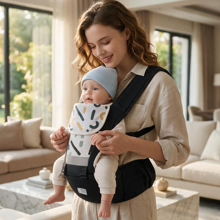 CuddleUp Care 5 in 1 Baby Carrier with Breathable Mesh and Dual Secure Waist Belt – Abstract Black