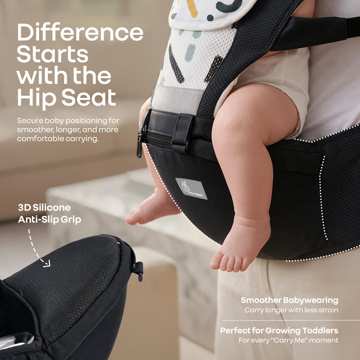 CuddleUp Care 5 in 1 Baby Carrier with Breathable Mesh and Dual Secure Waist Belt – Abstract Black