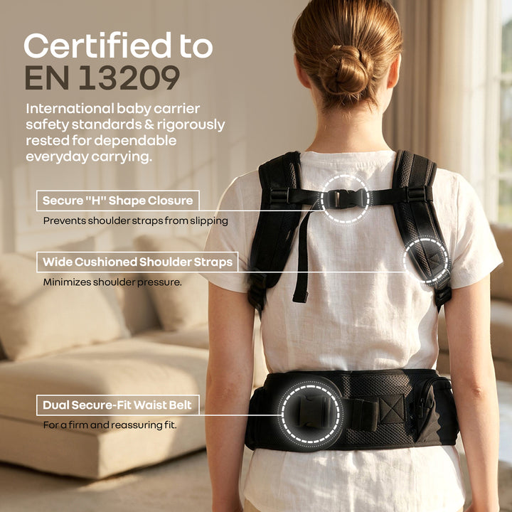 CuddleUp Care 5 in 1 Baby Carrier with Breathable Mesh and Dual Secure Waist Belt – Abstract Black
