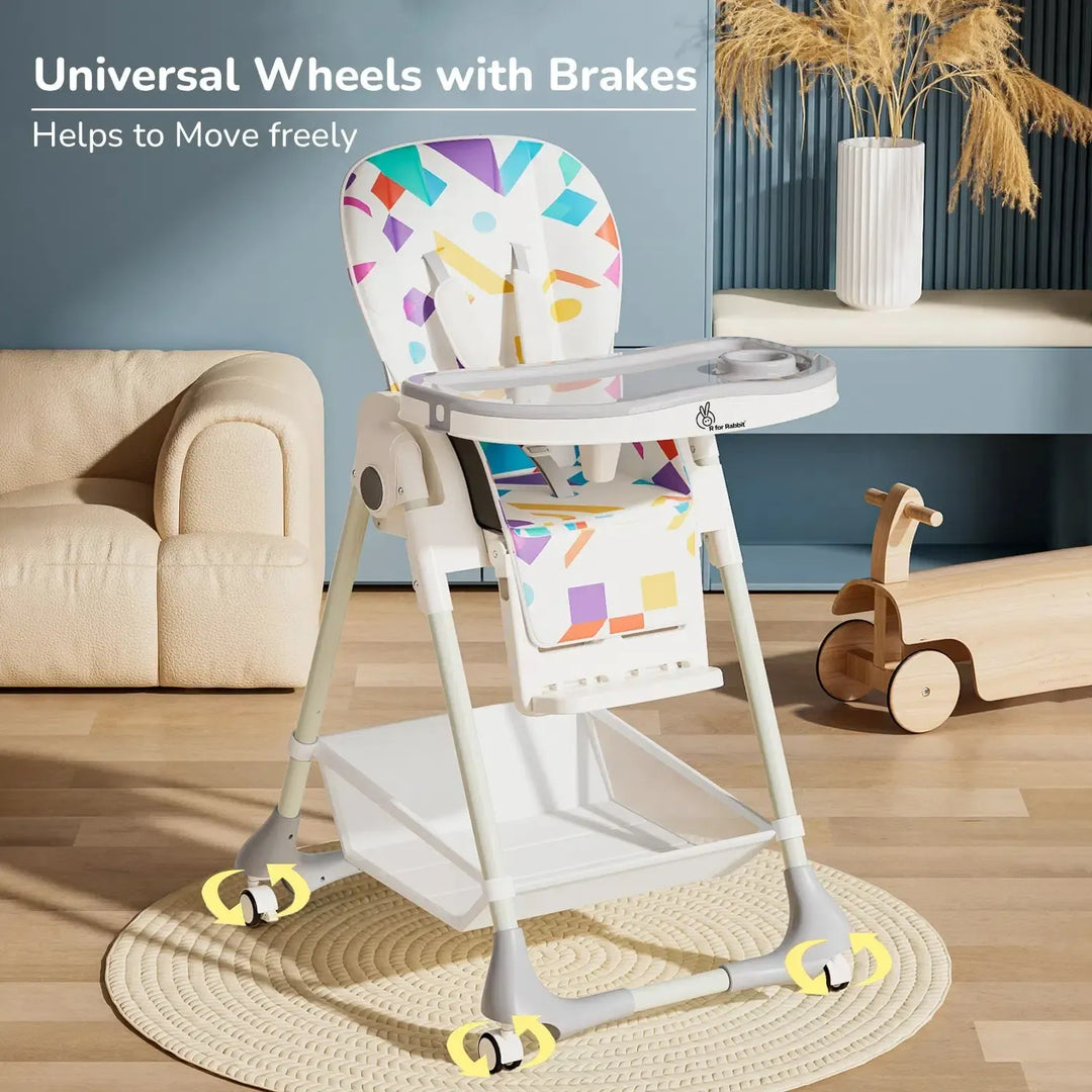 Abstract High Chair High Chair for Baby Abstract White with Recline Modes - R for Rabbit