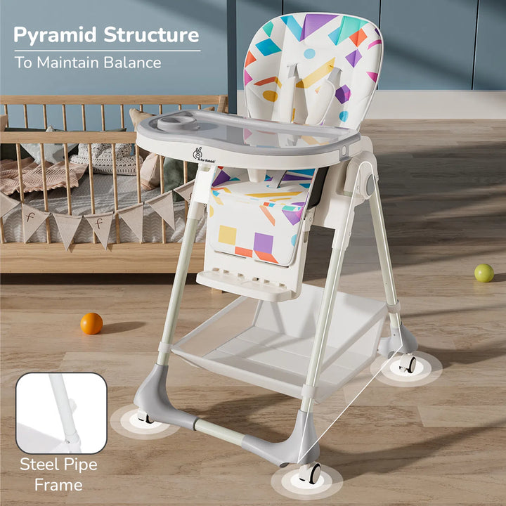 Marshmallow High Chair - 7 Level Height Adjustment, 3 Recline Modes, Adjustable & Removable Double Meal Tray, 6 months-5 years