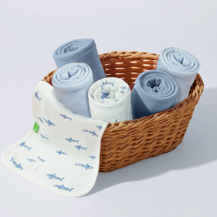 Softkins Washcloth - Ultra-Soft Cotton Baby Washcloth (Pack of 6) - Aqua Blue