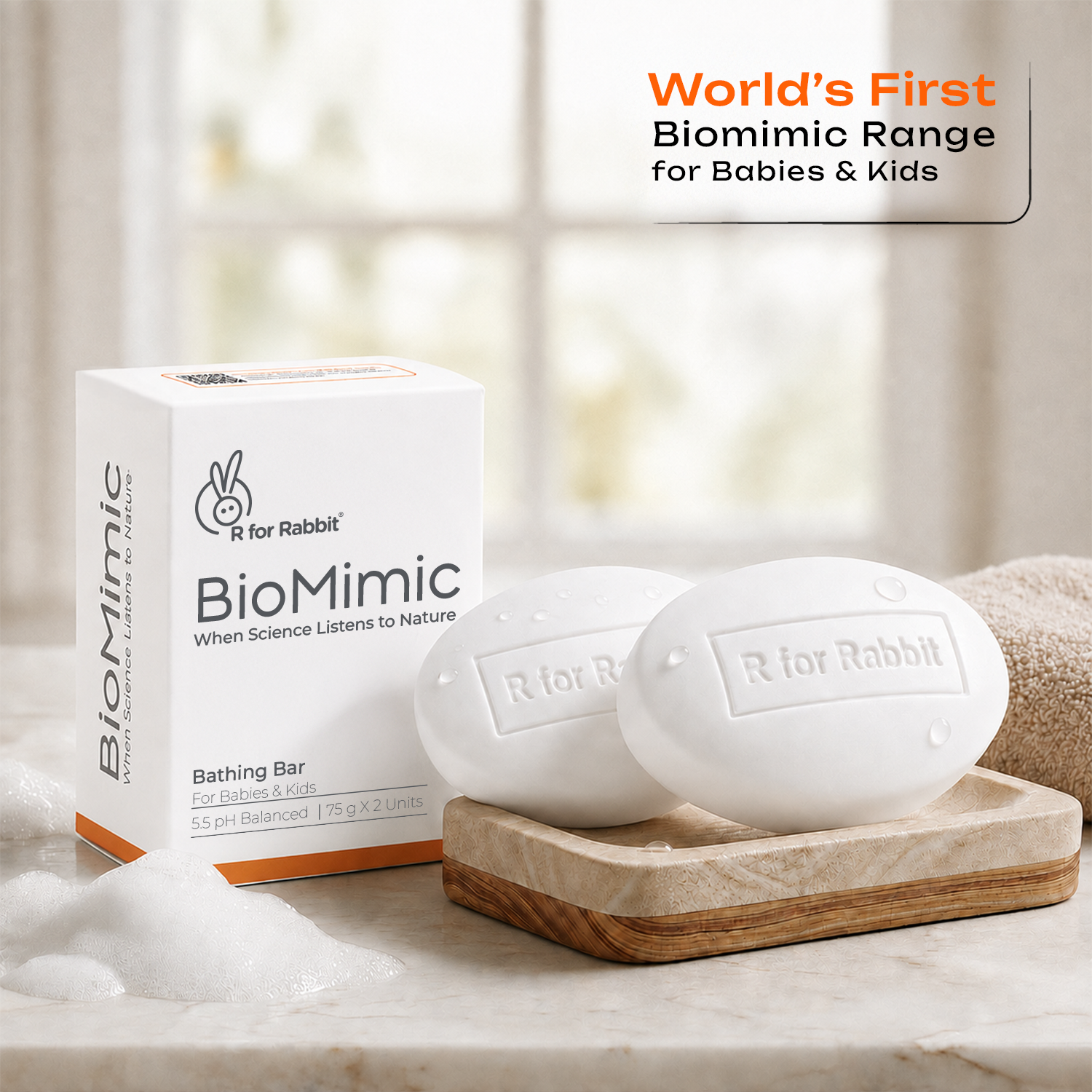 BioMimic Kids Bathing Bar - Gentle Sulphate Free Baby Soap Pack of 2
