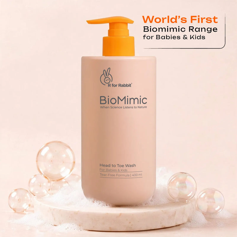 BioMimic Head to Toe Wash 400ml- Gentle Baby Body Wash for Hair and Skin