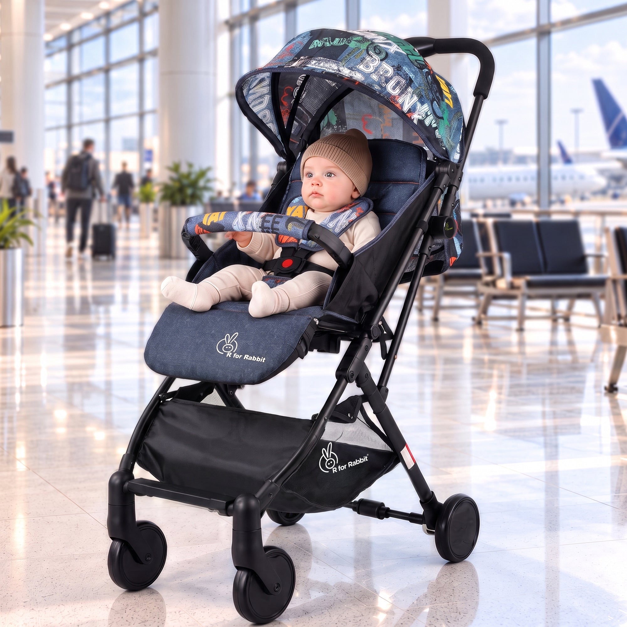 Pocket Stroller Lite One Hand Fold, Multi Recline, Light Weight, Travel Friendly, Adjustable Canopy, Steel Frame, Link Brake, 0-3 Years - Grey