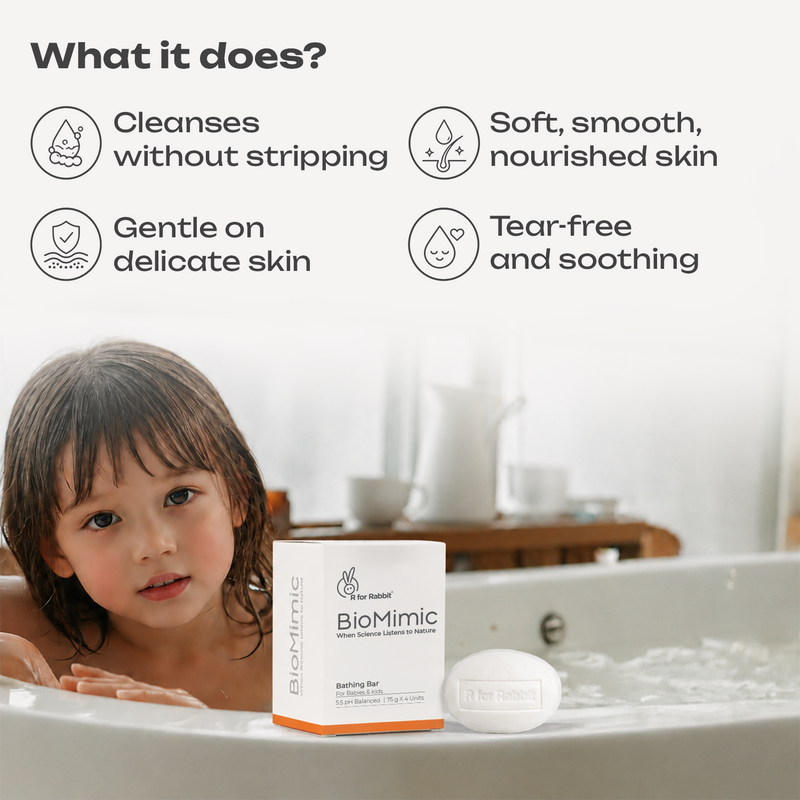BioMimic Kids Bathing Bar - Gentle Sulphate Free Baby Soap Pack of 4