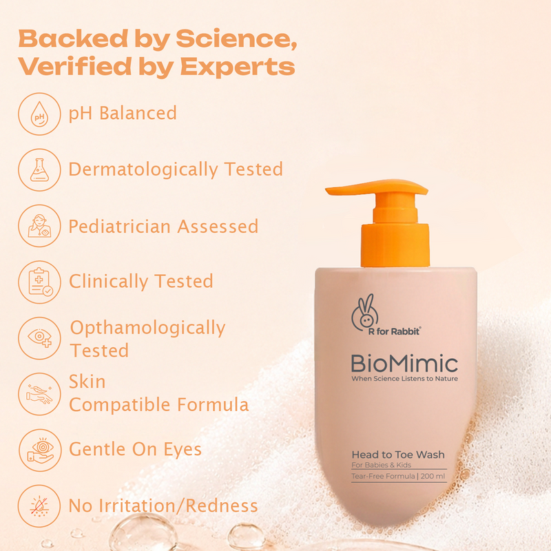 BioMimic Head to Toe Wash - Gentle Baby Body Wash for Hair and Skin 200ml