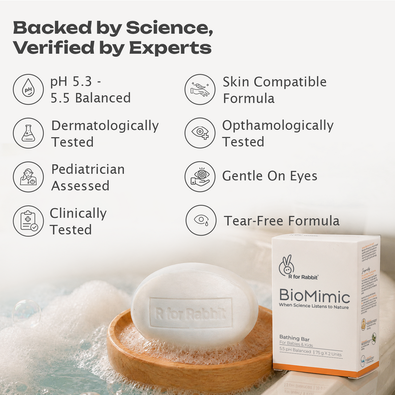BioMimic Kids Bathing Bar - Gentle Sulphate Free Baby Soap Pack of 2