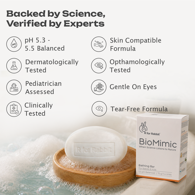 BioMimic Kids Bathing Bar - Gentle Sulphate Free Baby Soap Pack of 4