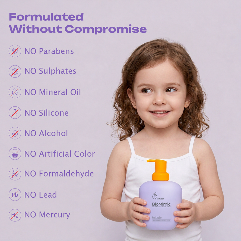 BioMimic Body Lotion for Babies 400ml - Daily Moisturising, Non-Greasy