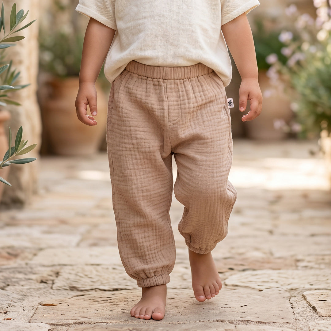 Pastelpops Beige Cotton Crinkle Diaper Pant - 2-4 Years