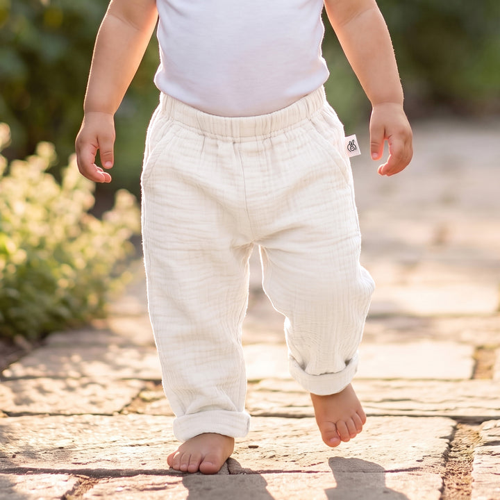 Pastelpops Off White Cotton Crinkle Safari Pant