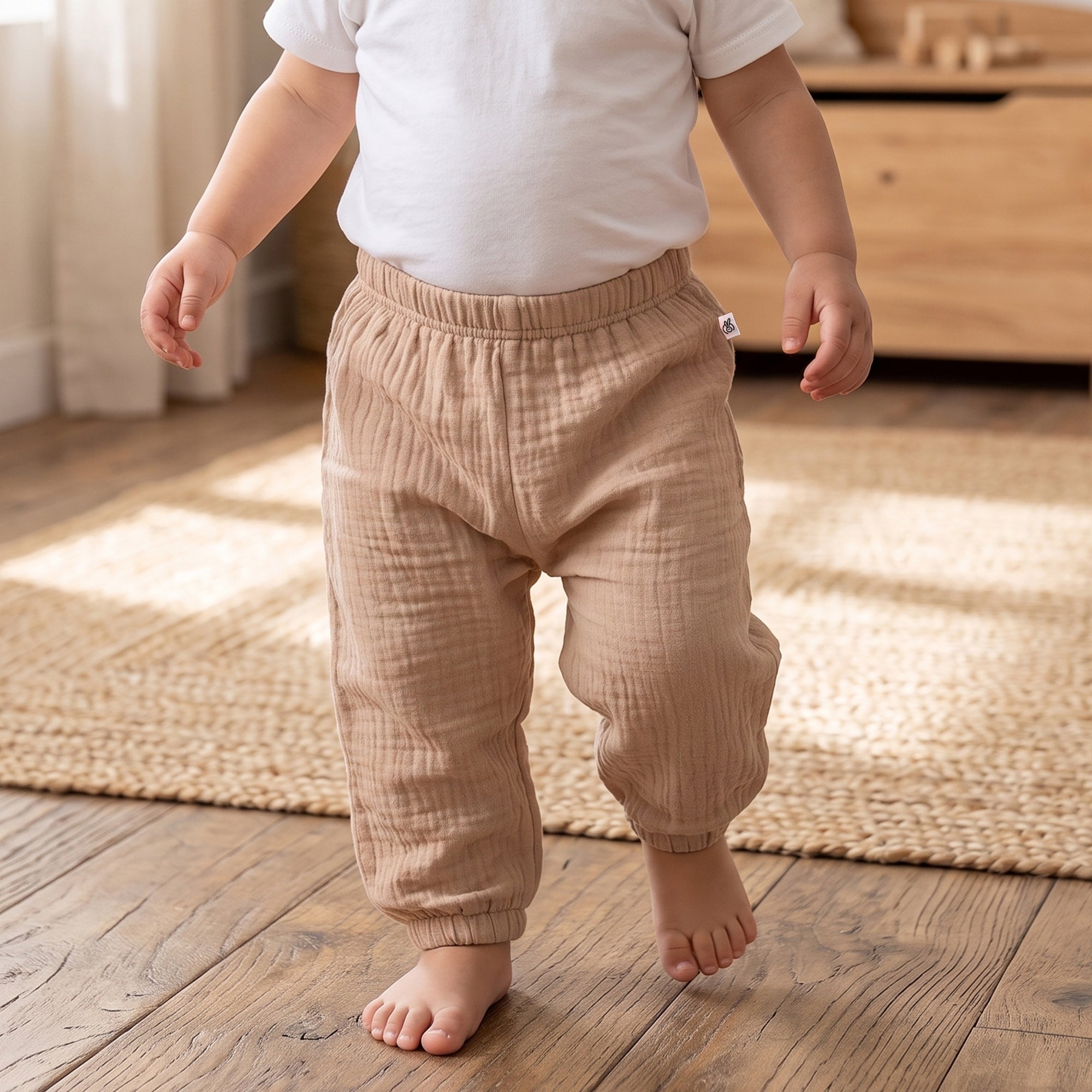 Pastelpops Beige Cotton Crinkle Diaper Pant