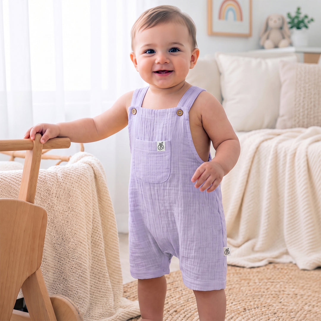 Pastelpops Purple Cotton Crinkle Jumpsuit With Pocket