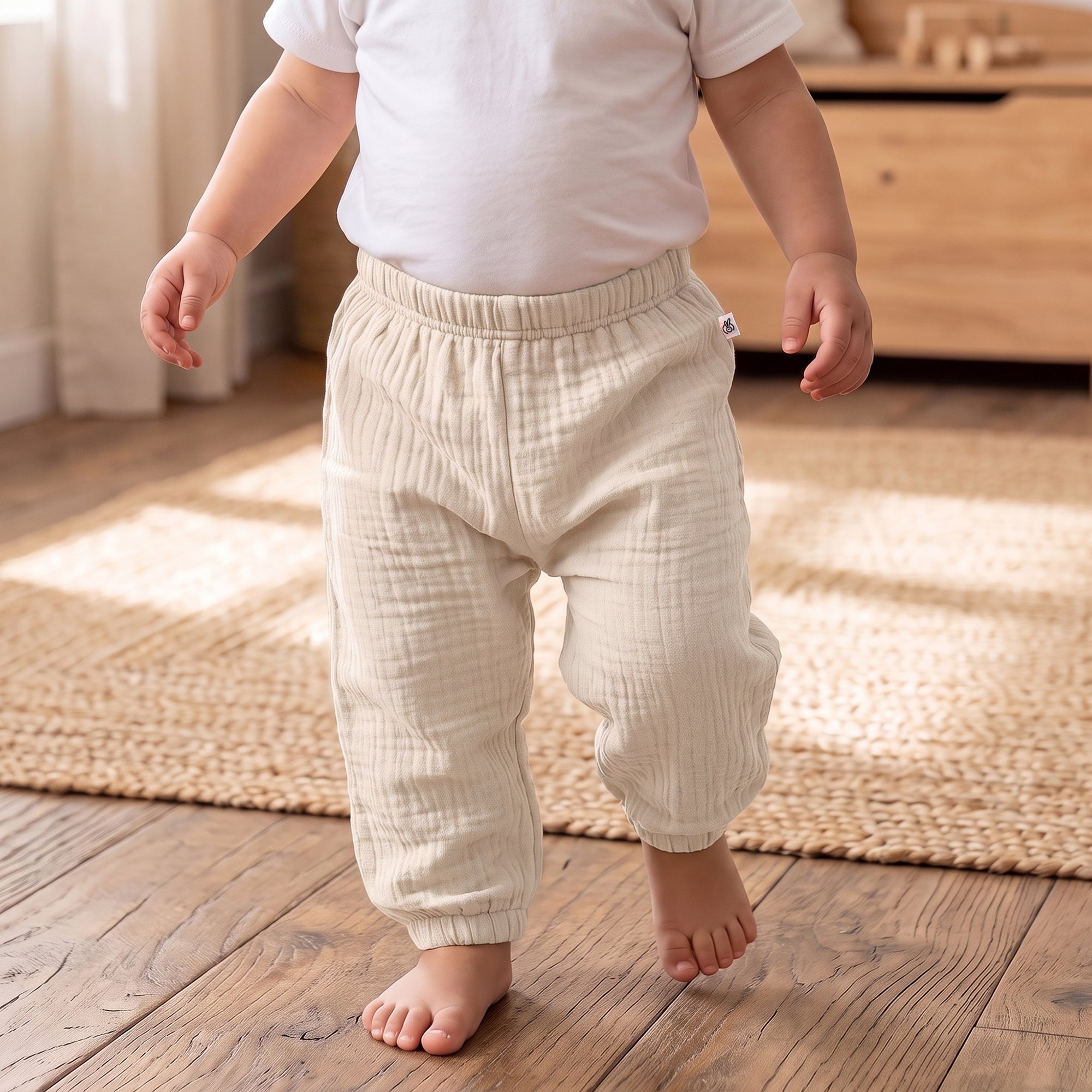 Pastelpops Off White Cotton Crinkle Diaper Pant