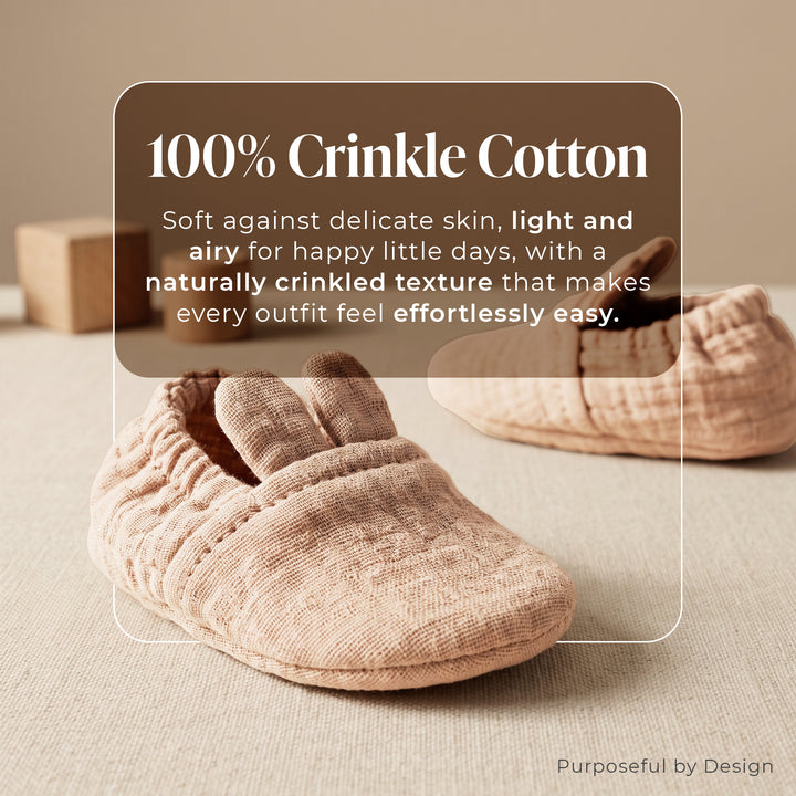 Pastelpops Beige Cotton Crinkle Footie