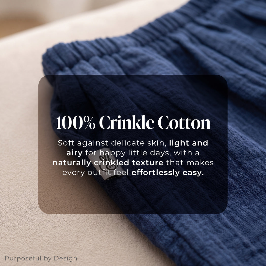 Pastelpops Light Navy Cotton Crinkle Pocket Shorts