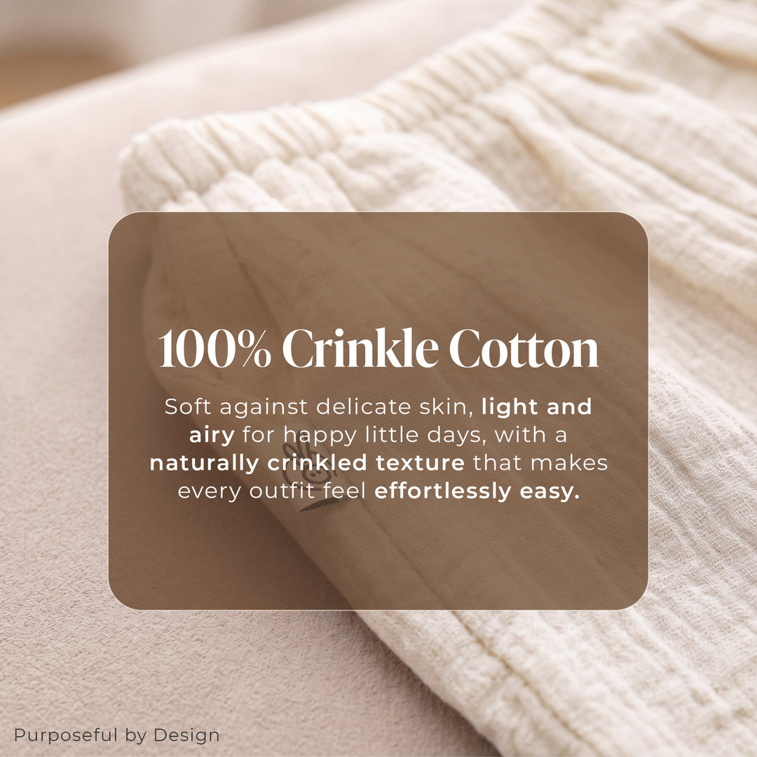 Pastelpops Off White Cotton Crinkle Pocket Shorts