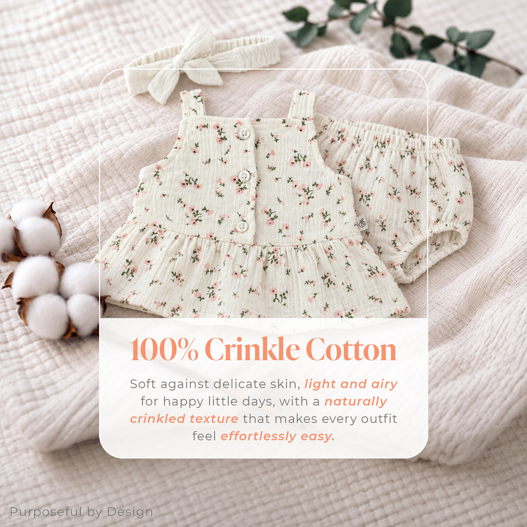 Pastelpops Off White Cotton Crinkle Frill Top & Bloomer 2-Piece Set
