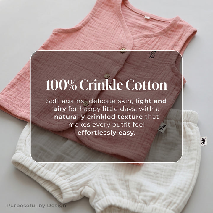 Pastelpops Multicolor Cotton Crinkle Front Open Vest & Bloomer 2-Piece Set (Design B)