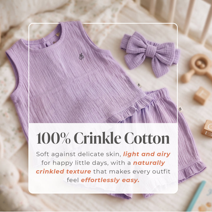 Pastelpops Purple Cotton Crinkle Frill Top & Frill Bottom