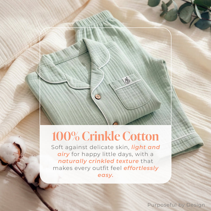 Pastelpops Sage Green Cotton Crinkle Night Suit