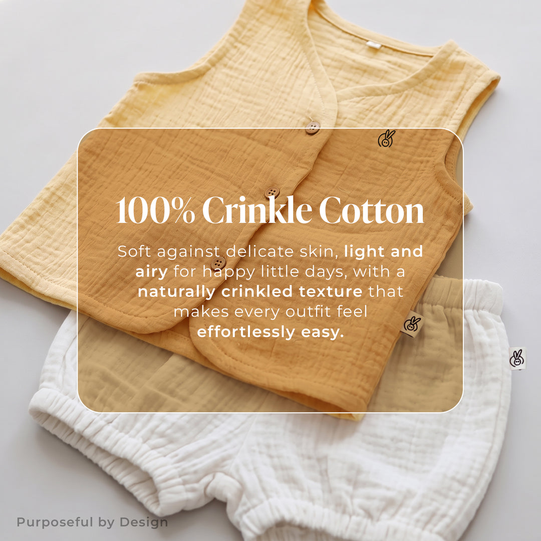Pastelpops Multicolor Cotton Crinkle Front Open Vest & Bloomer 2-Piece Set (Design A)