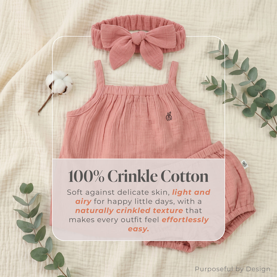 Pastelpops Dusty Rose Cotton Crinkle Halter Top & Bloomer