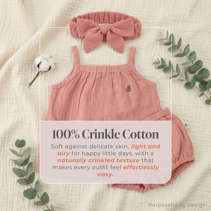 Pastelpops Dusty Rose Cotton Crinkle Halter Top & Bloomer
