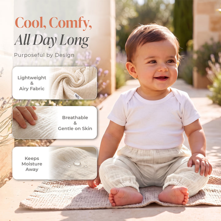 Pastelpops Off White Cotton Crinkle Diaper Pant