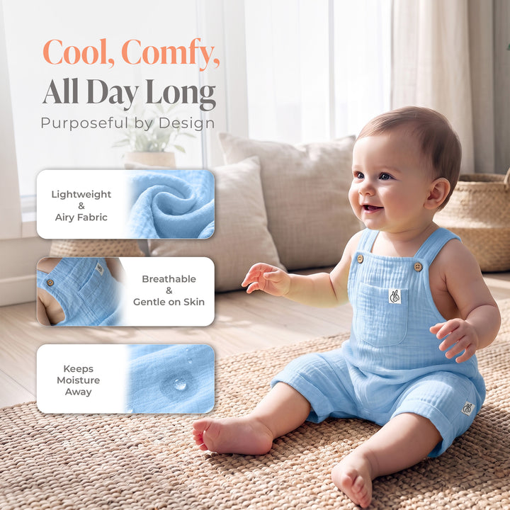 Pastelpops Powder Blue Cotton Crinkle Jumpsuit With Pocket