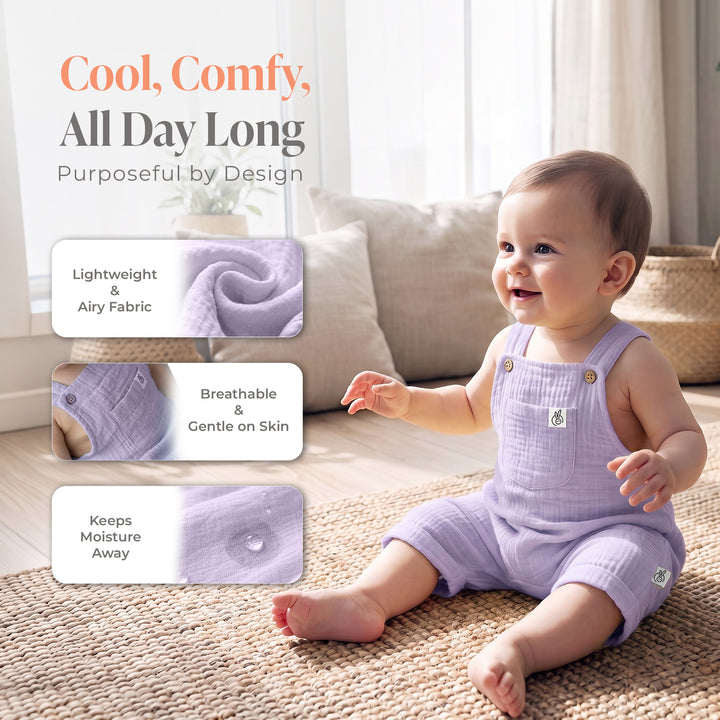 Pastelpops Purple Cotton Crinkle Jumpsuit With Pocket