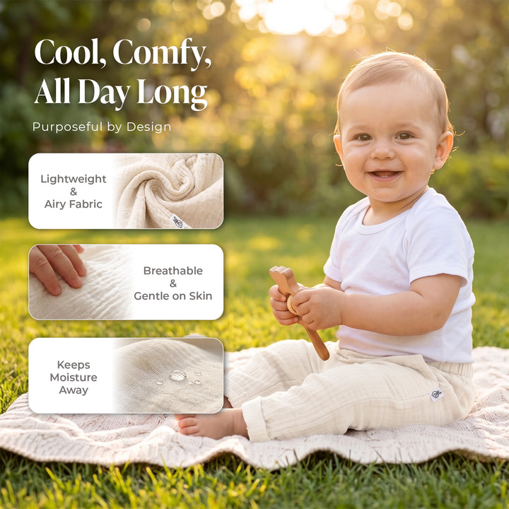 Pastelpops Off White Cotton Crinkle Safari Pant